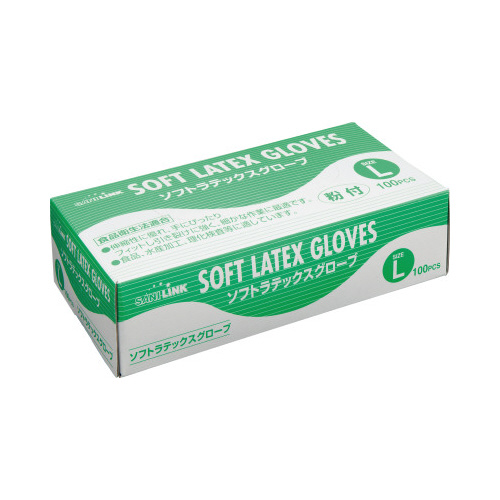 ソフトラテックスグローブ　粉付Ｌ　１００枚×２０画像