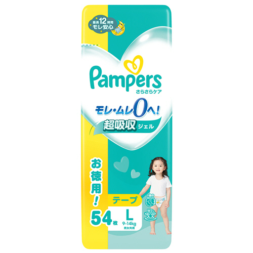 ﾊﾟﾝﾊﾟｰｽ さらさらｹｱﾃｰﾌﾟ ｳﾙﾄﾗｼﾞｬﾝﾎﾞ L(9-14kg) 1ｾｯﾄ(216枚:54枚×4ﾊﾟｯｸ)画像