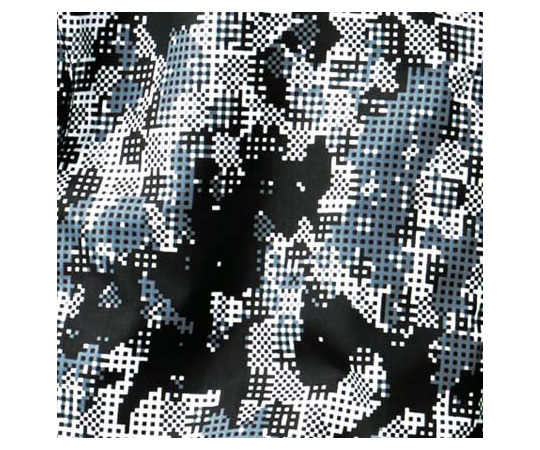 空調服ベスト　ブラックカモフラ　L 全体が見える正面からのアングルで、細かいカモフラージュパターンが強調されている。