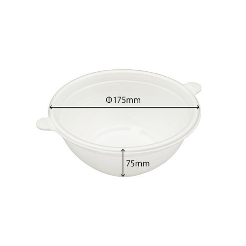 どんぶり L セット 820cc 蓋付き 丼容器 ケーピープラテック クリアな蓋がかぶせられた丼容器が真上から見える状態。