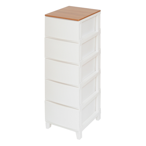 チェスト ルームスシェード木天板 5段 ホワイト画像