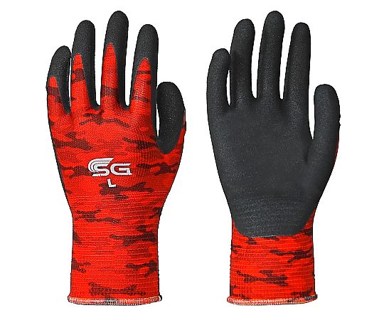 ニトリルゴム背抜き手袋 迷彩レッド L画像