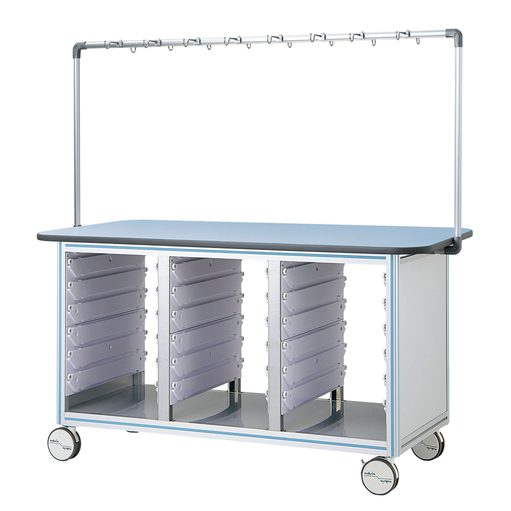 点滴作業台（対面型・シングルフレーム）　ブルー画像