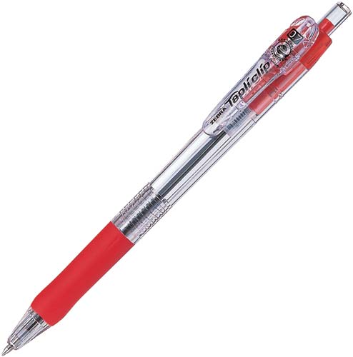 ノック式タプリクリップボールペン０．７ｍｍ赤１０本