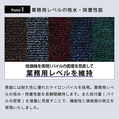 玄関マット　アイアンホース(ストライプ)　750×900mm　ブラック・パール　1枚 端が黒色でストライプ模様の玄関マットが正面から見える状態。