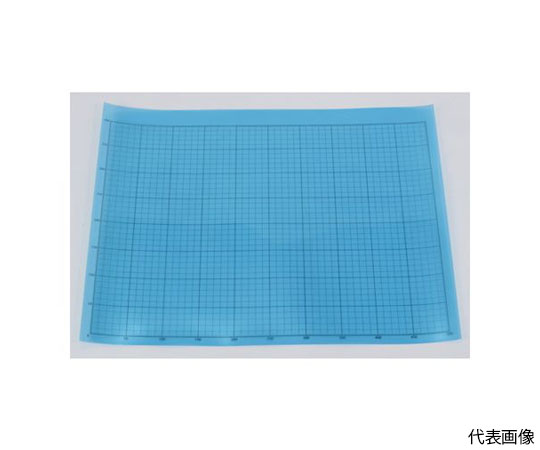 液晶保護フィルム　フッ素反射防止　基材100ミクロン　シリコン粘着剤50ミクロン　400MMX500MM　方眼印刷、R定規付画像