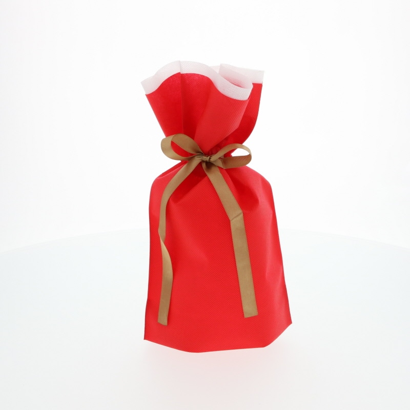 ＦＫ３０７４　不織布巾着袋　レッドＳ　１０枚入