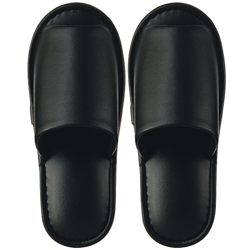 最高級ﾚｻﾞｰ調ｽﾘｯﾊﾟ 外縫い ﾌﾞﾗｯｸ 1足画像