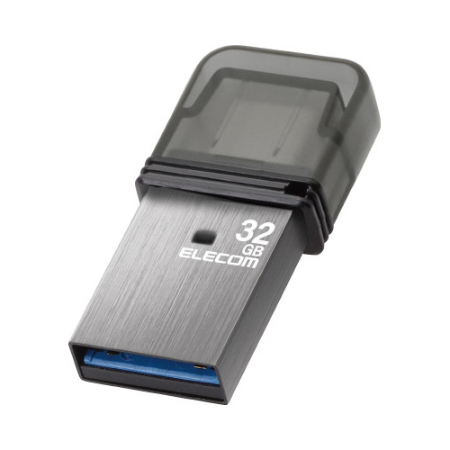 ＵＳＢメモリ　３２ＧＢ　キャップ式　シルバー画像