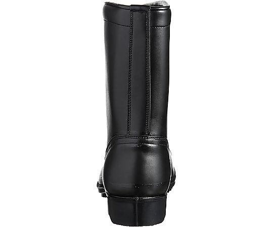 JIS規格認定 耐油・耐薬品仕様安全靴 V2400NT 耐滑 ブラック　26cm 黒い安全靴が正面から見える状態で、しっかりしたつくりのソールが確認できる。