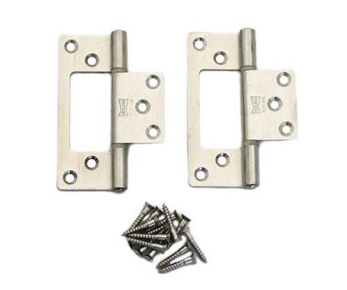 フラッシュ蝶番 76mm ステンレスヘアーライン 1セット（2個入）