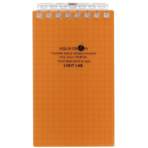 AQUA DROPs ﾂｲｽﾄﾉｰﾄ(ﾒﾓｻｲｽﾞ) 8穴 5mm方眼罫 ﾘｰﾌ40枚付属 橙 1冊画像