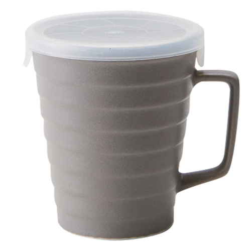 マグカップ フタ付き 230ml 陶器 日本製 グレー画像