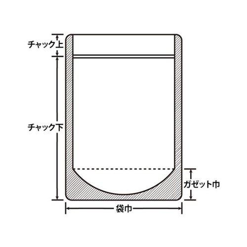チャック付き袋 ラミジップ LZ-15 生産日本社 透明な袋が上部から開いている状態、しっかりした生地がわかるクローズアップ