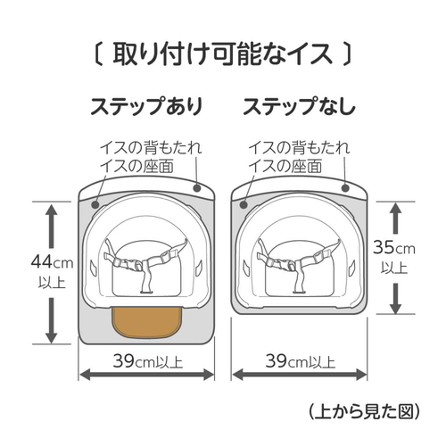 ベビーチェア　フィージー　ホワイト 軽やかな白いデザインで、側面に開口部を持つチェアが見える状態