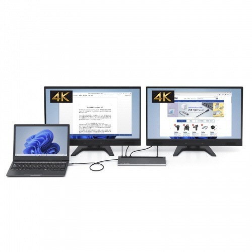 USB　Type-Cドッキングステーション(4K対応・HDMI×2画面出力)　1台 角度を変えた状態で2つのHDMIポートが見える様子