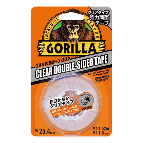 呉工業 強力両面テープ ゴリラ両面テープ クリア 25.4mm×1.52m NO1780画像