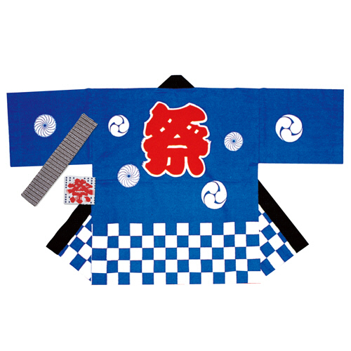 祭袢天 市松青 大人L 1枚画像