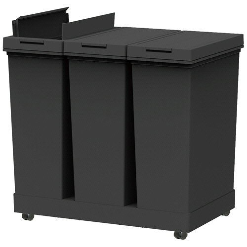 棚下で使えるﾌﾟｯｼｭﾀﾞｽﾄﾎﾞｯｸｽ3分別ﾜｺﾞﾝ (20L×3個) ﾌﾞﾗｯｸ 1台画像