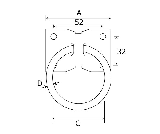 座付リング　70mm 中心に穴の開いた金属製のリングが横向きで置かれている様子