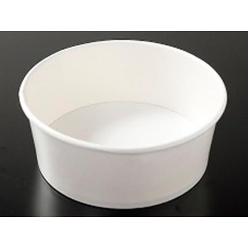 どんぶり容器 KM165-900 本体 白 ケーピープラテック 側面から撮影された白いどんぶり容器、シンプルで洗練されたデザインが特徴的。
