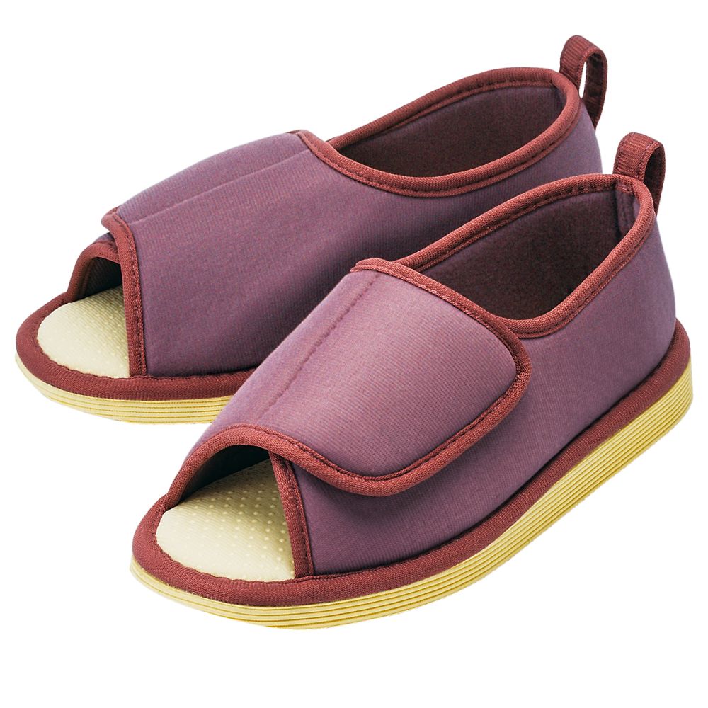 転倒予防シューズ つま先なし あずき ＬＬ画像