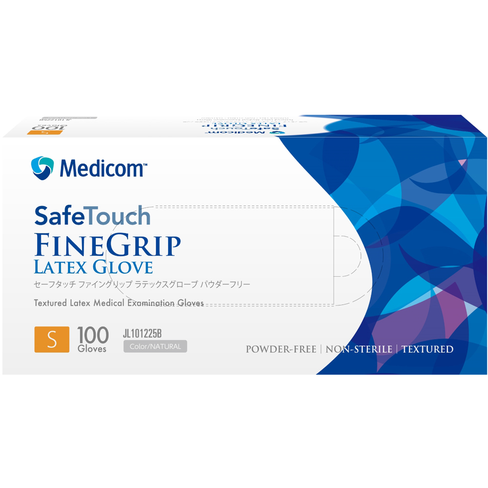 セーフタッチ ファイングリップ ラテックスグローブ パウダーフリー S 1箱(100枚入)画像