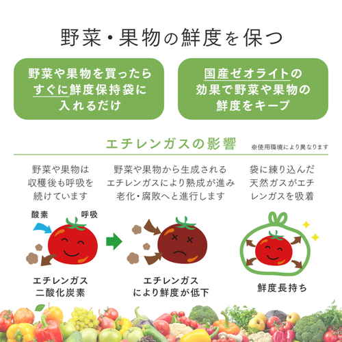保存袋　バイオマス素材配合鮮度保持袋　1009625 透明な保存袋が平らに広げられた状態