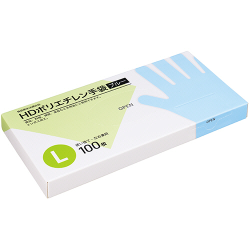 HDﾎﾟﾘｴﾁﾚﾝ手袋 L ﾌﾞﾙｰ 1箱(100枚)画像