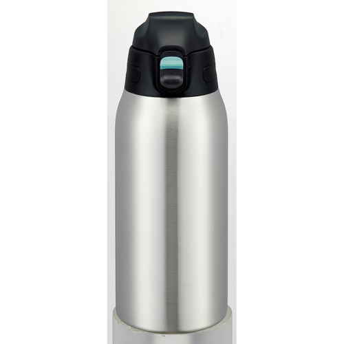 水筒　ポーチ付きワンタッチボトル　800ml　保冷専用　ブラック 真上から撮影されたワンタッチボトルとポーチの組み合わせ。