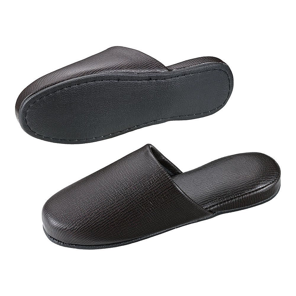 エンボスレザースリッパ　ブラウン画像