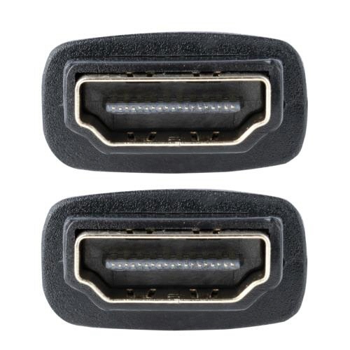 HDMI　中継コネクター　メス-メス　ブラック　1個 滑らかな表面を持つメス-メスコネクターが横向きに配置されている様子