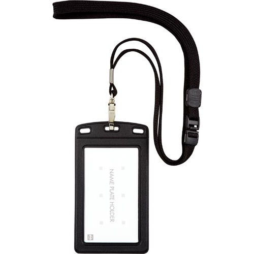 吊り下げ名札　レザー調　タテ名刺　黒画像