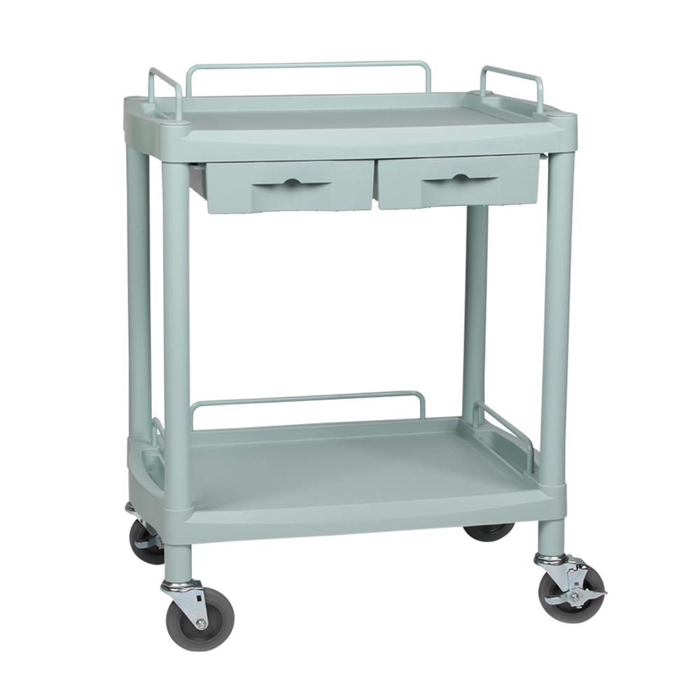 プラスチックワゴン2段 引出し2個付き 655×455×825mm