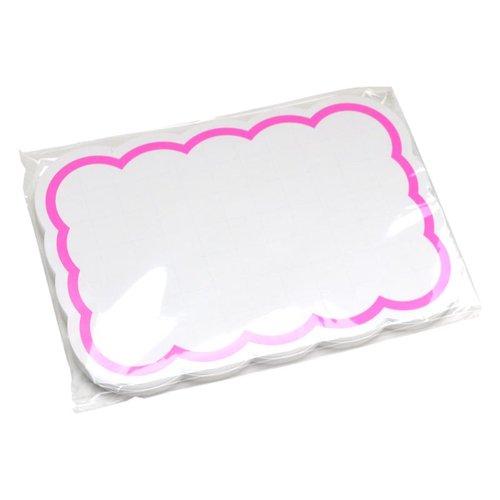 店舗用品 16-4490 抜型カード 雲 特大 ピンク 30枚入 ササガワ 雲形の抜型カードがピンク色で整然と並ぶ状態