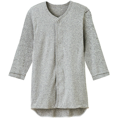 ﾌﾟﾗｽﾊｰﾄ ﾜﾝﾀｯﾁ肌着 前開き 七分袖 紳士用 L ｸﾞﾚｰ 1枚