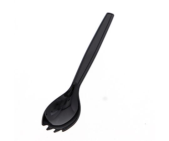 プラスチックフォークスプーン 16cm 単袋 黒 100本入画像