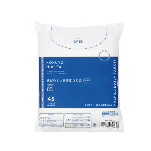 ﾋﾋﾞﾌﾙ 結びやすい高密度ｺﾞﾐ袋 45L 詰替 半透明 1ﾊﾟｯｸ(80枚)画像