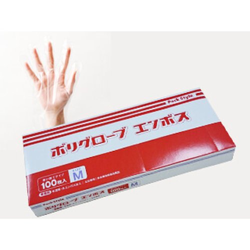 ポリ手袋 PSポリグローブエンボス 半透明 箱入 M パックスタイル画像