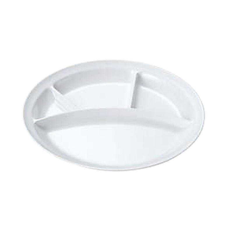 メラミン食器 No.56W 丸ランチ皿(新型)3ツ切 (白) エンテック画像