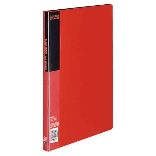 ｸﾘﾔｰﾌﾞｯｸ(ﾍﾞｰｼｯｸ) 固定式 A4ﾀﾃ 20ﾎﾟｹｯﾄ 背幅17mm 赤 1ｾｯﾄ(10冊)画像