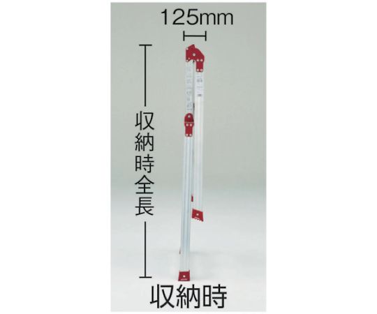 折りたたみ式作業台テンノリ DXG型 60cm 作業台が折りたたまれた状態で、カラビナが付いた脚部が見える様子。