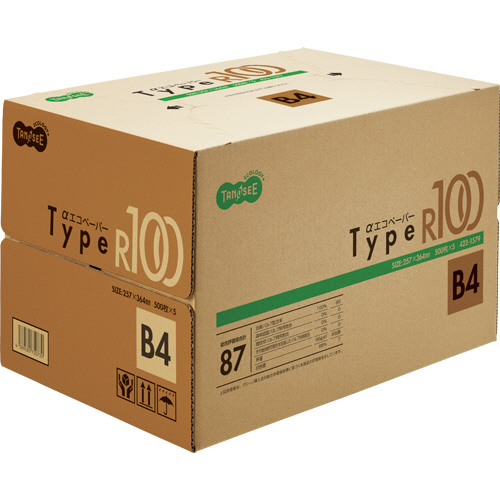 αｴｺﾍﾟｰﾊﾟｰ ﾀｲﾌﾟR100 B4 1箱(2500枚:500枚×5冊)画像