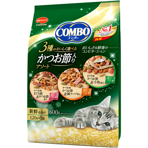 ｺﾝﾎﾞ ｷｬｯﾄ かつお節入りｱｿｰﾄ 600g(120g×5袋) 1ﾊﾟｯｸ