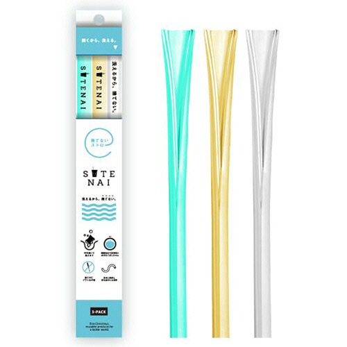 SUTENAIｼﾘｺﾝｽﾄﾛｰ MIX(ｸﾞﾘｰﾝ/ｲｴﾛｰ/ﾎﾜｲﾄ) 1ﾊﾟｯｸ(3本)画像