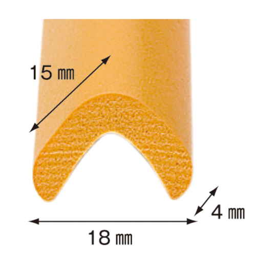 安心クッション L字型 極細 幅1.5cm×90cm コーナークッション コーナーガード イエロー コーナーに設置されたL字型のクッションが鮮やかなイエローで目立つ状態