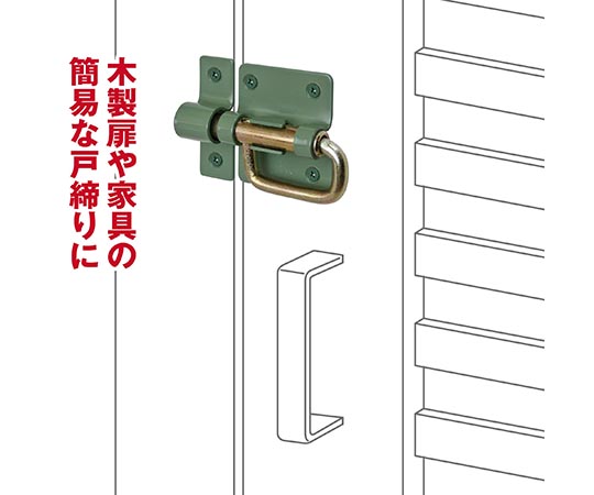 ベンリーPラッチ 緑色のラッチが横向きで展示されている様子