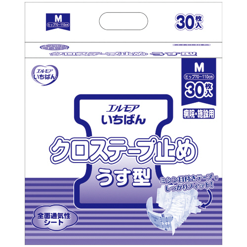 ｴﾙﾓｱ いちばん ｸﾛｽﾃｰﾌﾟ止めうす型 M 1ﾊﾟｯｸ(30枚)