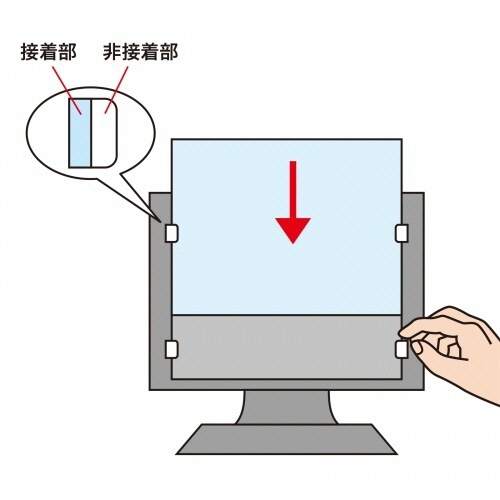液晶パソコンフィルター　スタンダード　17.0型(5:4)用　1枚 透明なフィルターがパソコン画面を覆っている様子