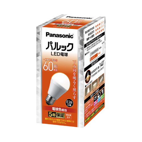 パルック　ＬＥＤ電球６０形電球色　Ｅ２６画像